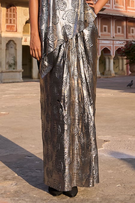 Buy Dash And Dot Multi Color Polyester Embroidery, Asymmetric Draped Cutwork Top And Skirt Set Online at Aza Fashions Buy_Dash And Dot_Multi Color Polyester Embroidery, Asymmetric Draped Cutwork Top And Skirt Set _Online_at_Aza_Fashions