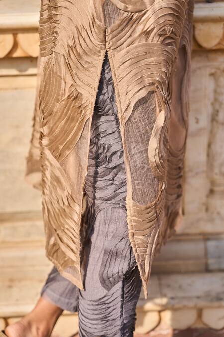 Shop_Dash And Dot_Gray Cotton Applique Abstract Work Grey Pant _Online_at_Aza_Fashions