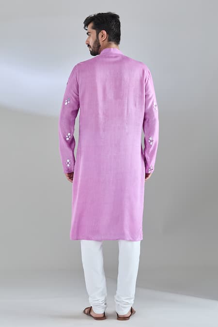 Shop Arihant Rai Sinha Purple Silk Mirrors, Embroidery Kurta at Aza Fashions Shop_Arihant Rai Sinha_Purple Silk Mirrors, Embroidery Kurta _at_Aza_Fashions