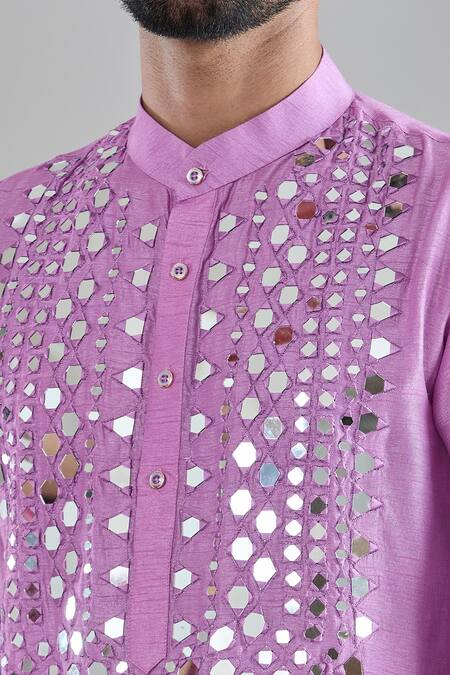 Arihant Rai Sinha Purple Silk Mirrors, Embroidery Kurta at Aza Fashions Arihant Rai Sinha_Purple Silk Mirrors, Embroidery Kurta _at_Aza_Fashions