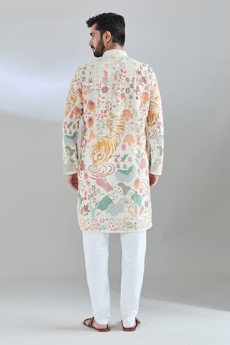 Arihant Rai Sinha Wolf Embroidered Cotton Kurta 