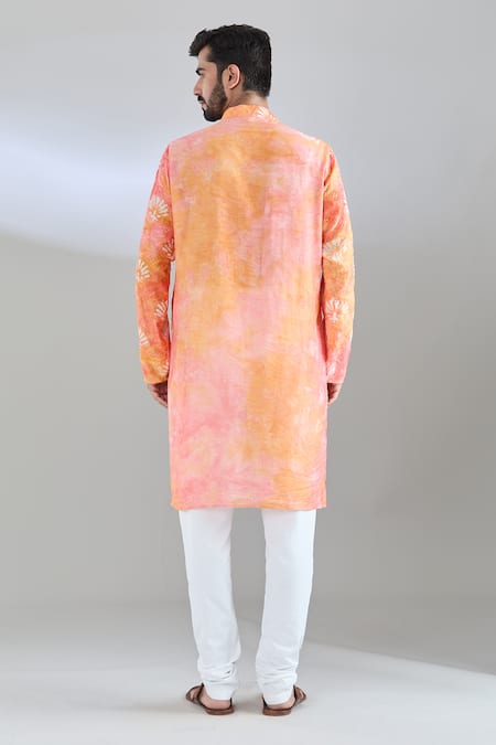 Shop Arihant Rai Sinha Pink Chanderi Silk Embroidery, Sequins Floral Kurta at Aza Fashions Shop_Arihant Rai Sinha_Pink Chanderi Silk Embroidery, Sequins Floral Kurta _at_Aza_Fashions