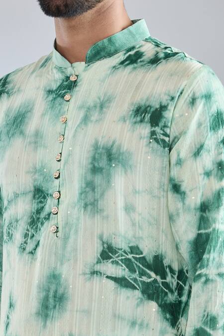 Buy Arihant Rai Sinha Green Chanderi Sequins, Embroidery Tie Dye Kurta Online at Aza Fashions Buy_Arihant Rai Sinha_Green Chanderi Sequins, Embroidery Tie Dye Kurta _Online_at_Aza_Fashions