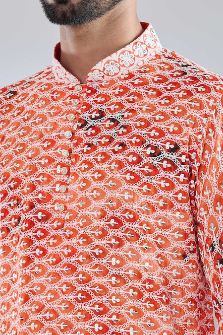 Buy Arihant Rai Sinha Orange Rayon Sequins, Embroidery Floral Kurta Online at Aza Fashions Buy_Arihant Rai Sinha_Orange Rayon Sequins, Embroidery Floral Kurta _Online_at_Aza_Fashions