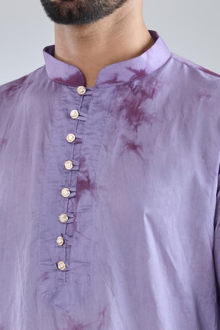 Arihant Rai Sinha_Magenta Chanderi Embroidery Shibori Kurta _at_Aza_Fashions