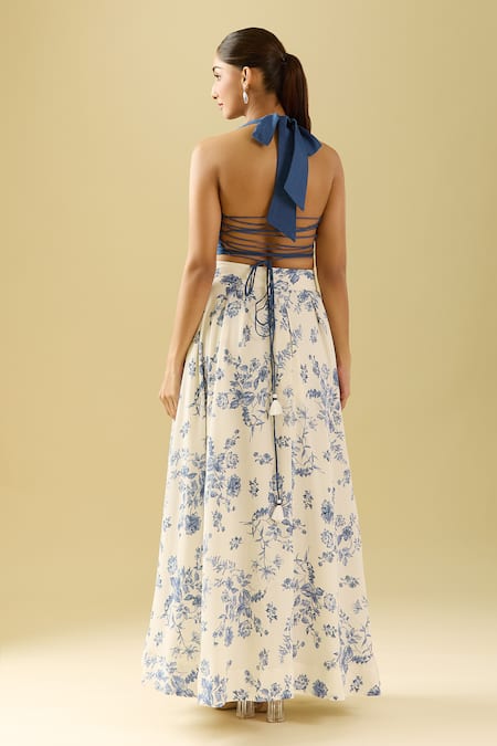 Samyukta Singhania Floral Printed Skirt Set With Crop Top 