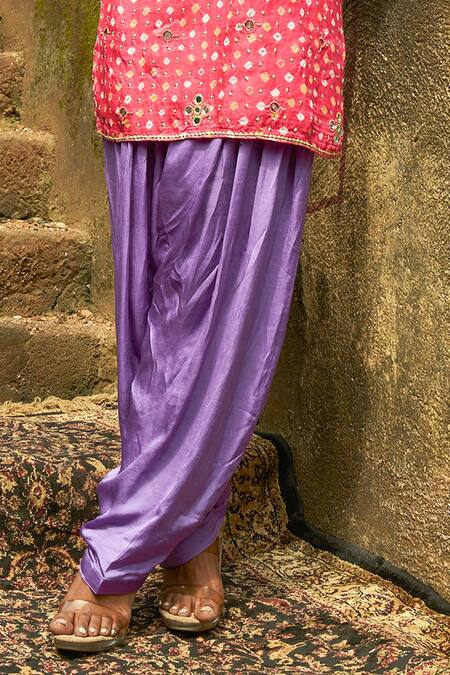 Sheeshakari Pink Silk Mirrors, Beads, Zari Collared Bandhani Work Kurta Set Online at Aza Fashions Sheeshakari_Pink Silk Mirrors, Beads, Zari Collared Bandhani Work Kurta Set _Online_at_Aza_Fashions