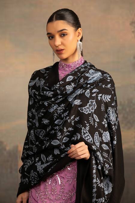 Buy_Modarta_Black Dori Embroidered Shawl_Online_at_Aza_Fashions