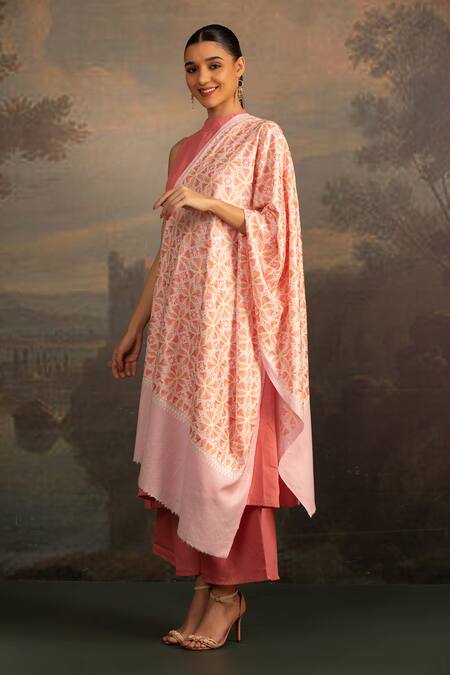 Buy Modarta Pink Geometric Thread Embroidered Shawl Online at Aza Fashions Buy_Modarta_Pink Geometric Thread Embroidered Shawl _Online_at_Aza_Fashions