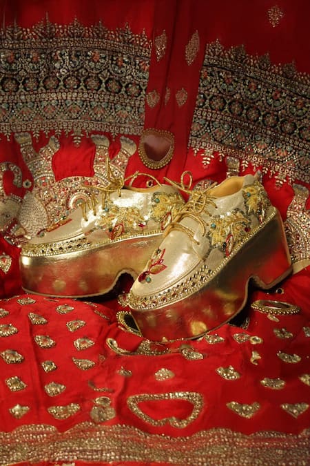 Chal Jooti Gold Zardozi Embroidered Designer Sneakers 