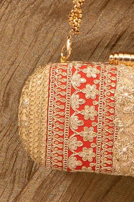 Shop_Amyra_Red Lace Embellished Designer Clutch _Online_at_Aza_Fashions