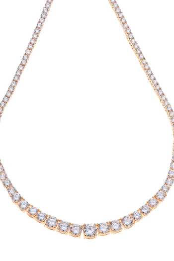Shop_Minaki_Silver Plated Crystals Cubic Zirconia Necklace And Earring Set_Online_at_Aza_Fashions