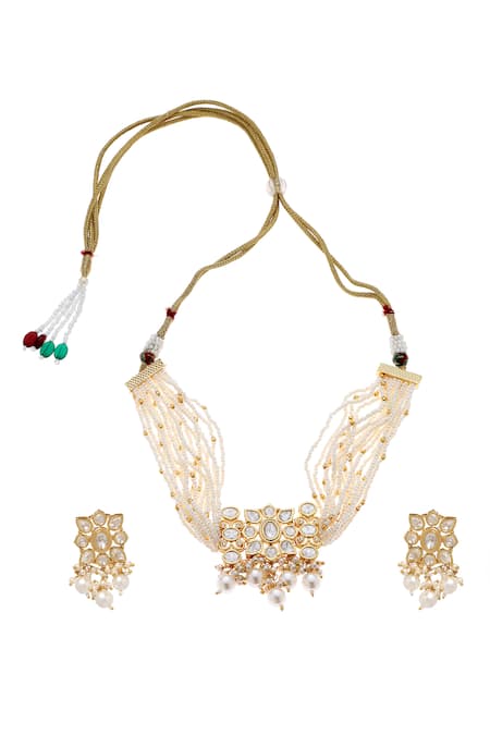 Minaki Kundan Pearl Choker & Earring Set 