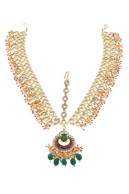 Minaki Emerald & Ruby Kundan Mathapatti 