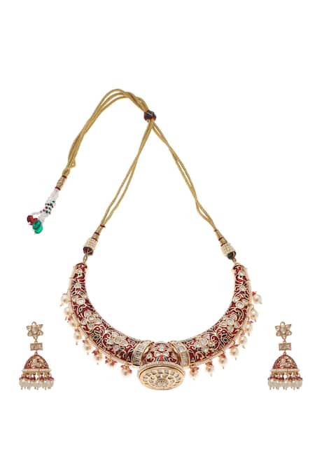 Minaki Kundan Meenakari Choker & Earring Set 