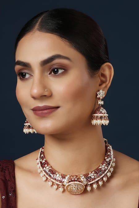 Minaki Kundan Meenakari Choker & Earring Set 