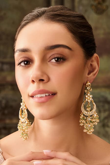 Paisley Pop Gold Plated Kundan Chandbali Earrings 