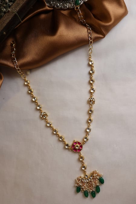 Paisley Pop Crescent Kundan Pearl Mathapatti 