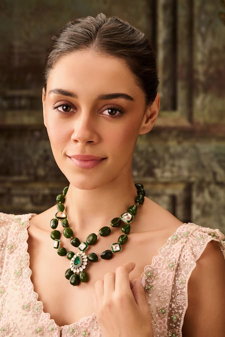 Paisley Pop Polki & Natural Stone Necklace 