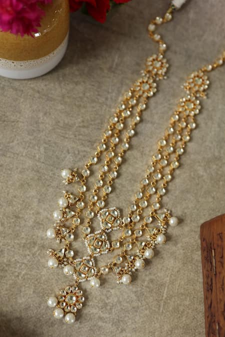 Paisley Pop Kundan & Pearl Embellished Long Necklace 