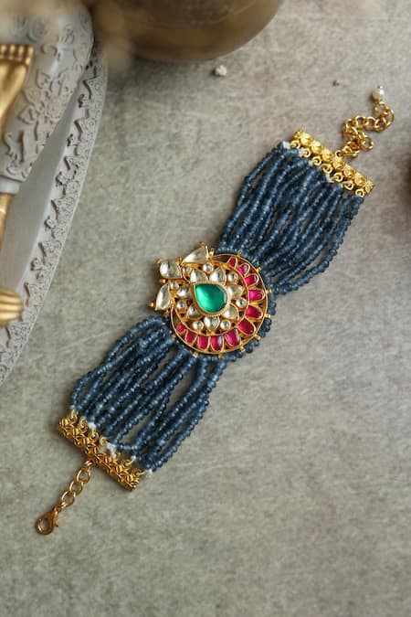 Paisley Pop Kundan & Onyx Designer Bracelet 