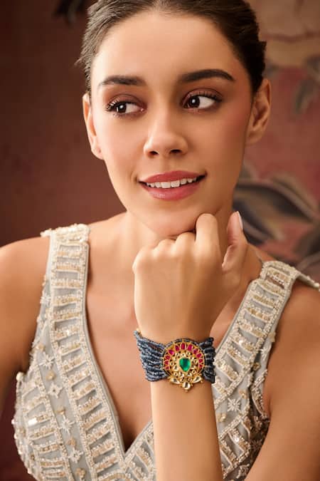 Paisley Pop Kundan & Onyx Designer Bracelet 
