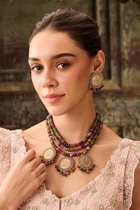 Paisley Pop Multi Color Tourmaline Necklace Set 