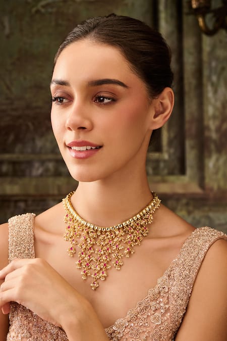 Paisley Pop Kundan & Pearl Jaal Necklace 