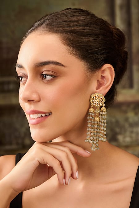 Paisley Pop Kundan Embellished Jhumkas 