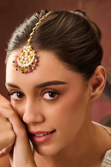 Paisley Pop Multi Color Kundan Embellished Maangtikka Online at Aza Fashions Paisley Pop_Multi Color Kundan Embellished Maangtikka _Online_at_Aza_Fashions