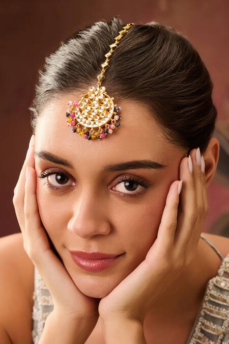 Buy Paisley Pop Multi Color Kundan Embellished Maangtikka Online at Aza Fashions Buy_Paisley Pop_Multi Color Kundan Embellished Maangtikka _Online_at_Aza_Fashions