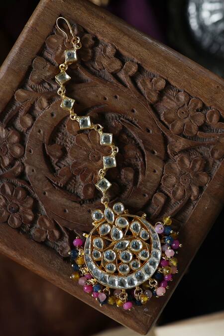 Shop Paisley Pop Multi Color Kundan Embellished Maangtikka Online at Aza Fashions Shop_Paisley Pop_Multi Color Kundan Embellished Maangtikka _Online_at_Aza_Fashions