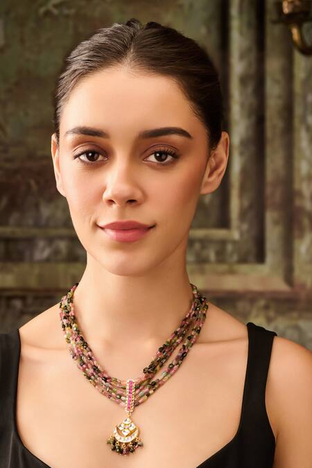 Buy_Paisley Pop_Multi Color Kundan Pendant Necklace _Online_at_Aza_Fashions