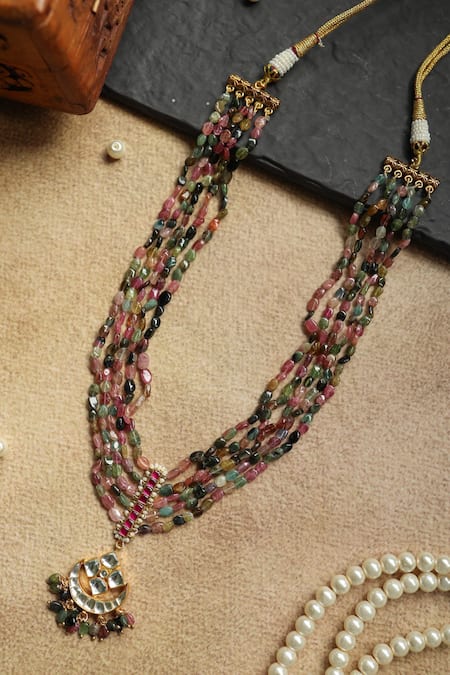 Paisley Pop Kundan Multi Color Pendant Necklace 