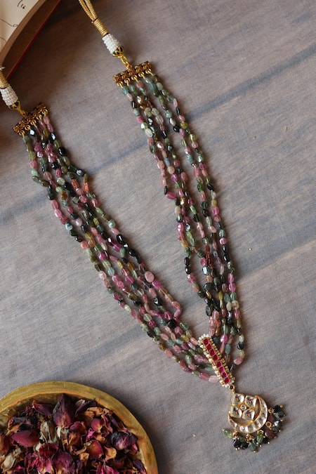Shop_Paisley Pop_Multi Color Kundan Pendant Necklace _Online_at_Aza_Fashions