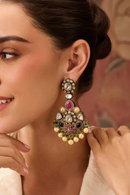 Buy_Paisley Pop_Multi Color Pearls, Stones, Piping Victorian And Danglers _Online_at_Aza_Fashions