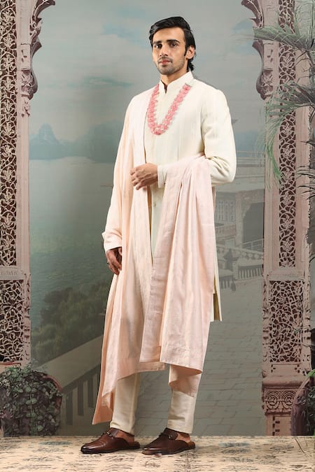 Asuka_Pink Thread Embroidered Silk Stole _Online_at_Aza_Fashions