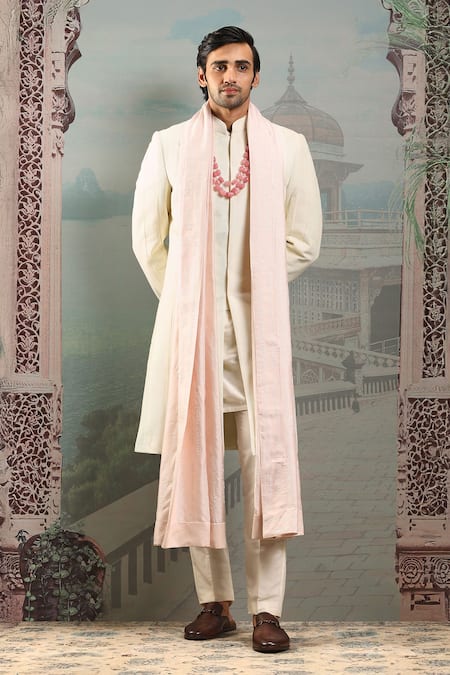 Asuka Thread Embroidered Pink Silk Stole 