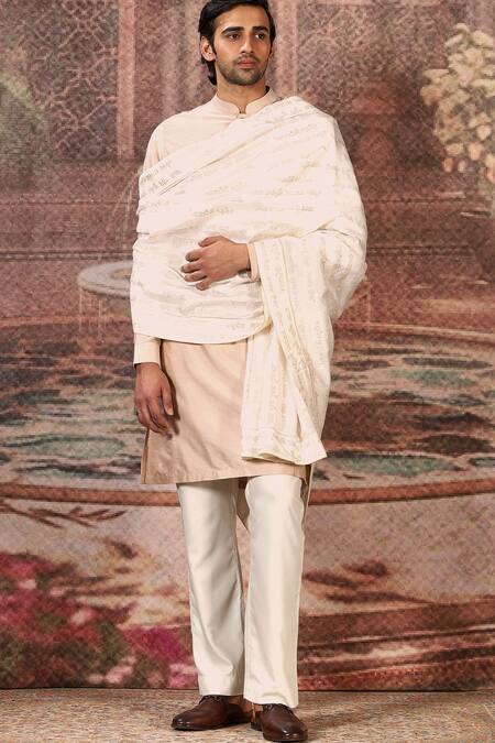 Buy_Asuka_Cream Sanskrit Typographic Embroidered Stole _Online_at_Aza_Fashions