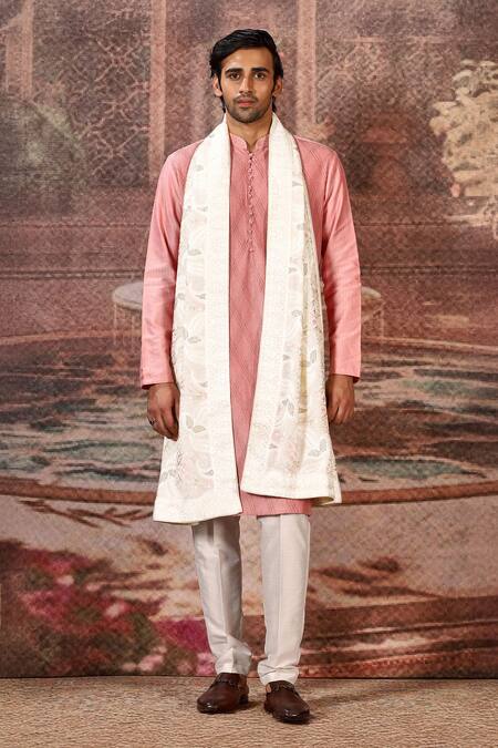 Asuka_Ivory Silk Zardozi Embroidered Stole _Online_at_Aza_Fashions