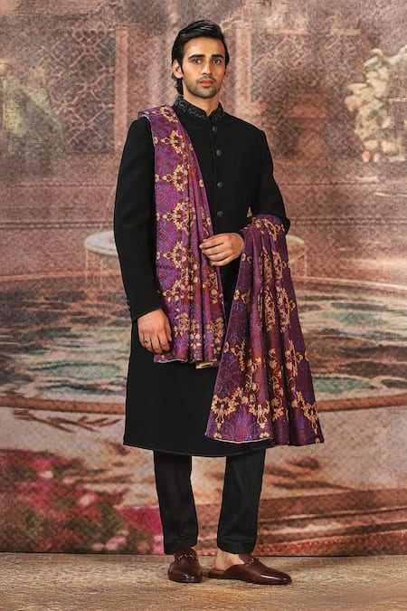 Asuka Purple Silk Thread Embroidered Stole 