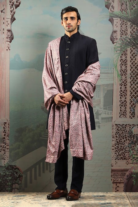 Asuka Floral Embroidered Silk Stole 