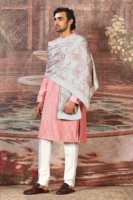 Buy_Asuka_Ivory Paisley Embroidered Silk Stole _Online_at_Aza_Fashions