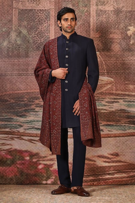 Asuka_Maroon Paisley Bloom Silk Stole _Online_at_Aza_Fashions