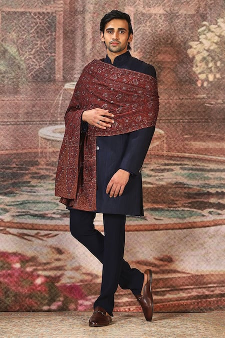 Buy_Asuka_Maroon Paisley Bloom Silk Stole _Online_at_Aza_Fashions