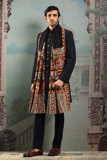 Asuka Geometric Bloom Embroidered Silk Stole 