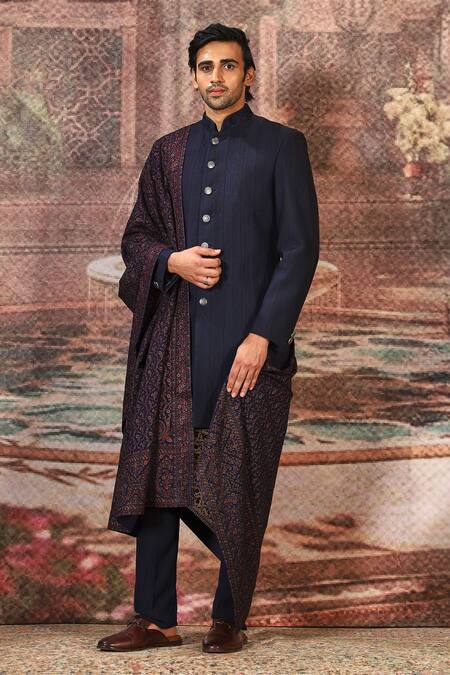 Buy_Asuka_Blue Bahar Embroidered Indigo Stole _Online_at_Aza_Fashions