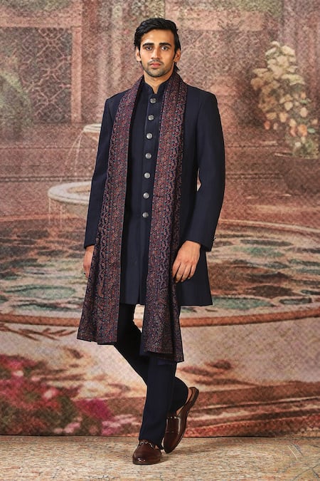 Asuka Bahar Embroidered Indigo Blue Stole 