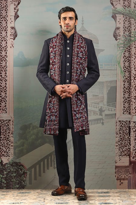 Asuka Burgundy Thread Embroidered Silk Stole 