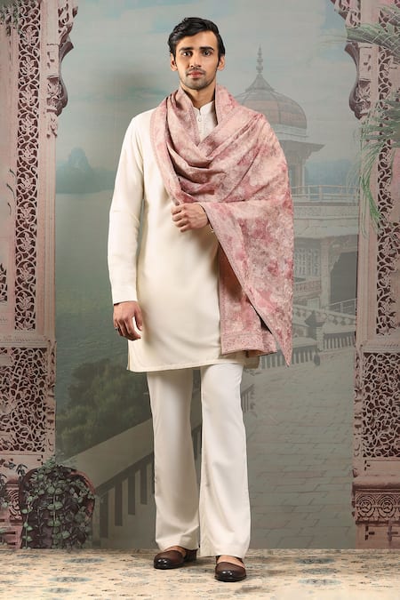 Buy_Asuka_Pink Damask Embroidered Silk Stole _Online_at_Aza_Fashions